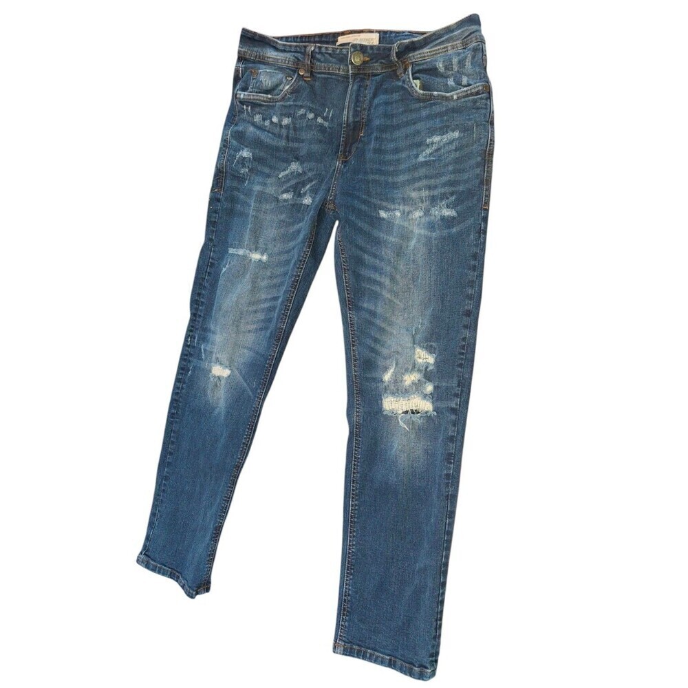 Refinery Republic Mens Jeans Blue Distressed Size 34x30 Denim Pants‎